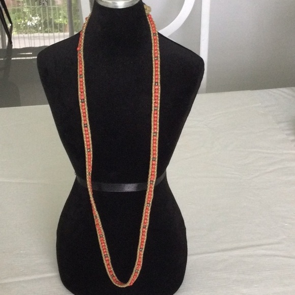 Woman’s Beaded Necklace color Red with a few dark beads a fun Necklace - Picture 1 of 8
